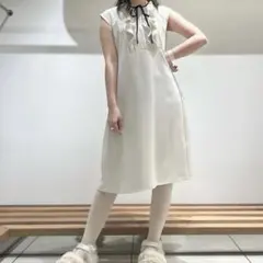 FURFUR フリル付きノースリーブロングワンピース ONE SIZE ブルー