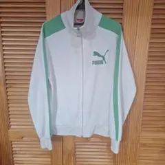可愛い　PUMA クリーム グリーン ジャージ Lサイズ位