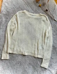 UNIQLO　メッシュクルーネックセーター 長袖　アイボリー　S