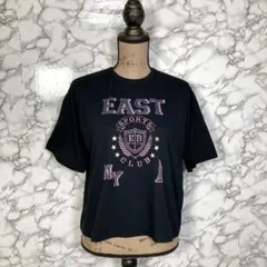 美品　EAST BOY　イーストボーイ　（F）　プリント半袖Tシャツ　黒のサムネイル