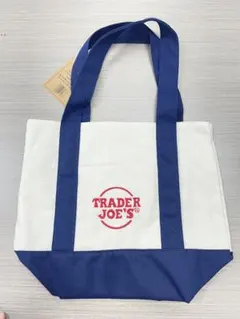 Trader Joe's ミニキャンバストートバッグ両面ロゴ刺繍ネイビー
