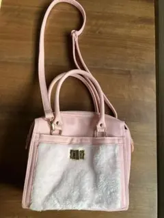 ファー付き ハンドバッグ ショルダーバッグ ピンク