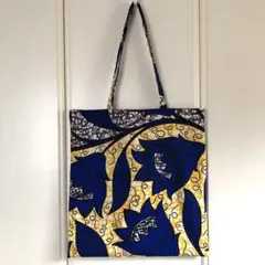 SALE ハンドメイド　アフリカ布のペタンコトートバッグ　BIGサブバッグ　①