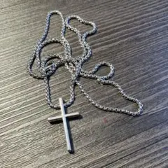【721】新品 アメカジ シルバー色 クロスネックレス