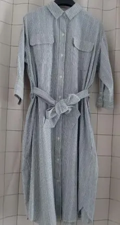 BEAMS HEART ストライプ シャツワンピース