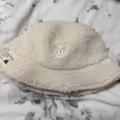 バケットハット　バケハ　帽子　ミッキー　ボア　白　ホワイト　ディズニー