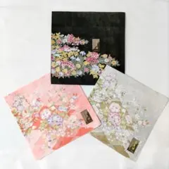 新品 京友禅 ハンカチ 3枚セット 大判 綿100% 和柄 上品 伝統 日本製