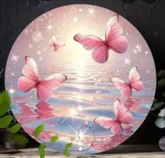 お家が癒され空間に✨ピンクの蝶の円形ウェルカムボード