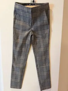 ZARA チェック柄パンツ グリーン