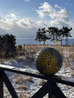 ガラス浮き玉　茶色　漁具　直径約28センチ