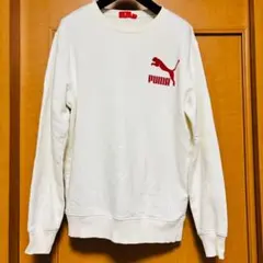 平成当時物　PUMA　プーマ　トレーナー　ホワイト　ボア　ロゴ　プルオーバー