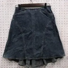 ウエスタン フェミニン ボーホー 古着 後ろギャザーデザイン デニムスカートのサムネイル
