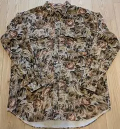 総柄　花柄　コーデュロイ　長袖シャツ