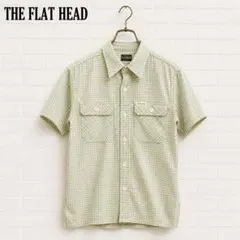 【美品】THE FLAT HEAD 半袖チェックシャツ 36 緑 日本製のサムネイル