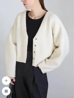 SELECT MOCAブークレーVネックショートカーディガン コート