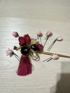 華やかなかんざしと髪飾りピンセット