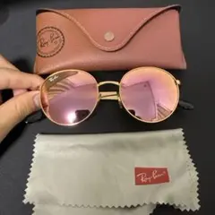 Ray-Ban ゴールド ピンク ラウンドサングラス
