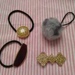 ヘアゴム、バレッタ４点セット