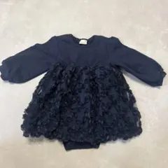 petit main ネイビー フリルワンピース 80