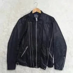 【美品】ナノユニバース ダブル ライダースジャケット ブラック Mサイズ 羊革