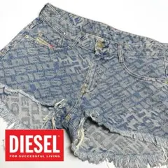 希少 DIESEL 総柄 デニム ショートパンツ ロゴ y2k グランジ S M