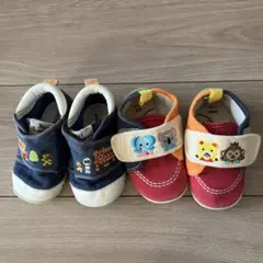 ミキハウスカラフルな動物刺繍ベビーシューズ 13、14サイズ