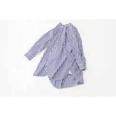 【極美品】nop de nod　バンドカラーコットンチュニックシャツ　ストライプのサムネイル