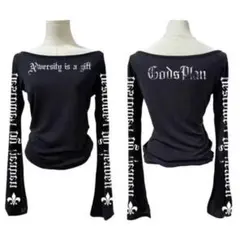 ロンT オフショル オフショルダー 長袖 黒 ブラックMサイズ レディース