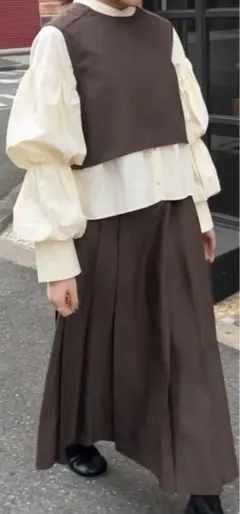 KBF BACKオープンセパレートワンピース　ブラウン