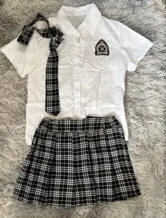 制服スタイル コスプレ衣装 シャツ スカート ネクタイ　チェック