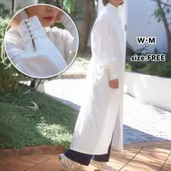 新品 未使用 W・M 2WAY リネン シャツ ワンピース ロング FREE .