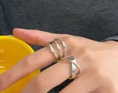 428リングa新品☆安心のメルカリ便☆2個セット☆指輪☆3連 ワッカ☆リング ☆