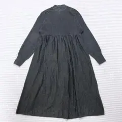 ルイルエブティック　パールボタン　ロングニットワンピース　ブラック　 L