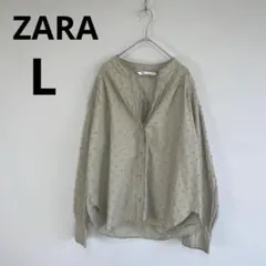 ZARA ザラ 長袖 ブラウス シャツ スキッパー Vネック L
