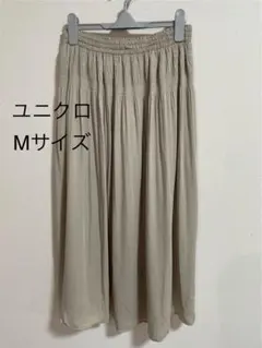 ユニクロ ロングスカート ベージュ Mサイズ ウエストゴム 軽やか素材