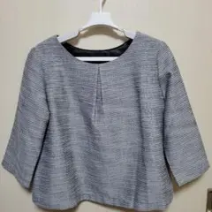 美品　７部袖　白黒　ブラウス　大きめ　通勤　オフィスカジュアル