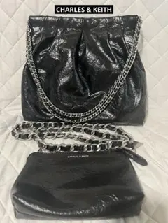 CHARLES & KEITHドゥオ ブレードチェーンハンドルホーボーバッグ