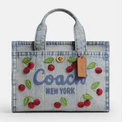 新品◇ COACH カーゴ トート バッグ 26・チェリー エンブロイダリー