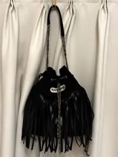 OUTDOOR フリンジ バケツバッグ ブラック