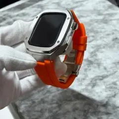 最新　アップルウォッチ　カスタム　メタル　ラバーバンド　ベルト/-6