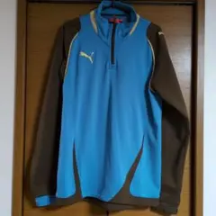 PUMA ハーフジップ Lサイズ 青/茶色