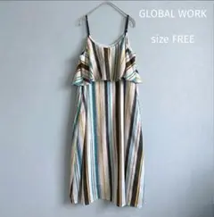 GLOBAL WORK 縦カラーストライプ キャミワンピース