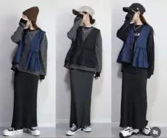 しまむら　linoluce×penコラボ　ペプラムデニムベスト