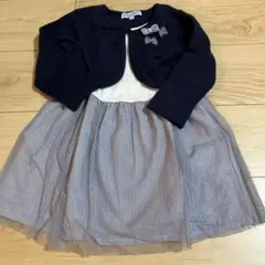 マザウェイズ　フォーマルワンピース　104cm 3-4 才ネイビー ストライプ