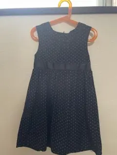 マザウェイズ　ネイビー ドット柄 ノースリーブワンピース　フォーマル