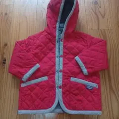 90サイズ◎キルティングジャケットフード付きアウター 赤