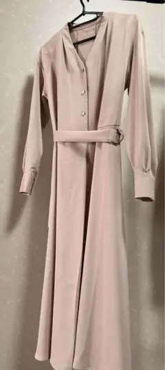 レディース　ウエストベルト付きシャツワンピース