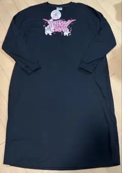 おぱんちゅうさぎ　ロングワンピースブラック 長袖 ルームウェア　ＬＬサイズ