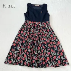 美品 fig London チューリップ柄 コットン フレア ロングワンピース