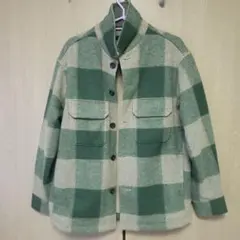 UNIQLO 緑とベージュのチェックネルシャツ